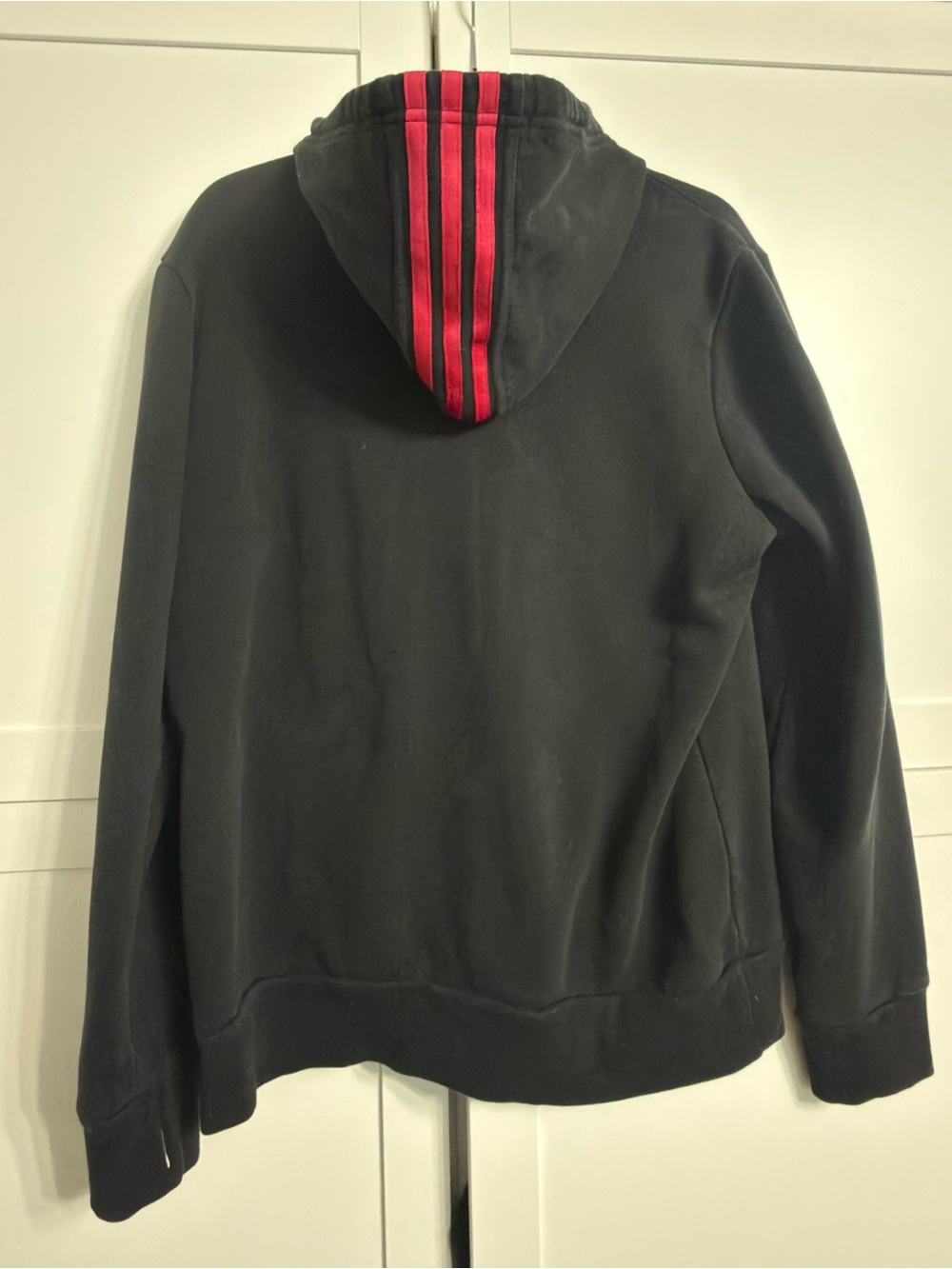 Adidas Black Zip Up Hoodie Pink Striped Hood Thumb Holes XL w/ Thumb Holes - Picture 5 of 5